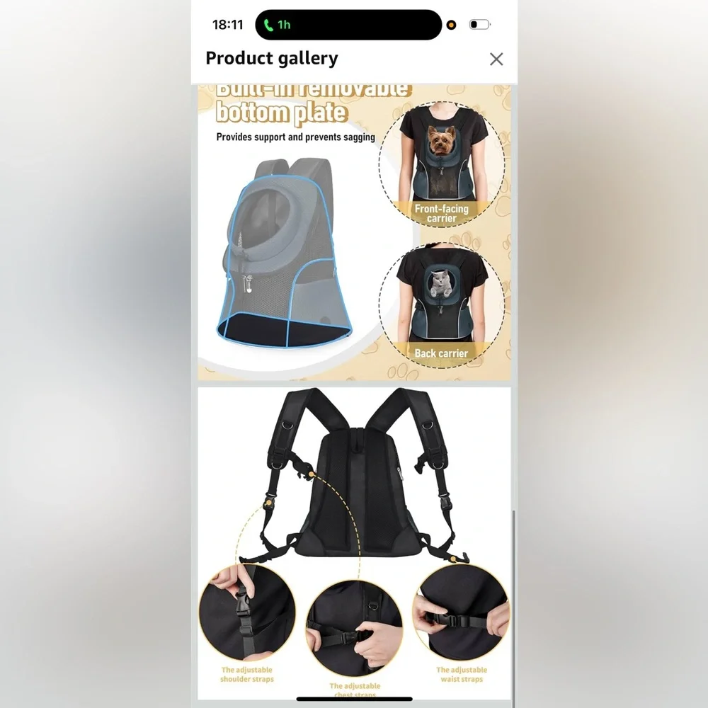 Pet Carrier Backpack with Ventilation Mesh